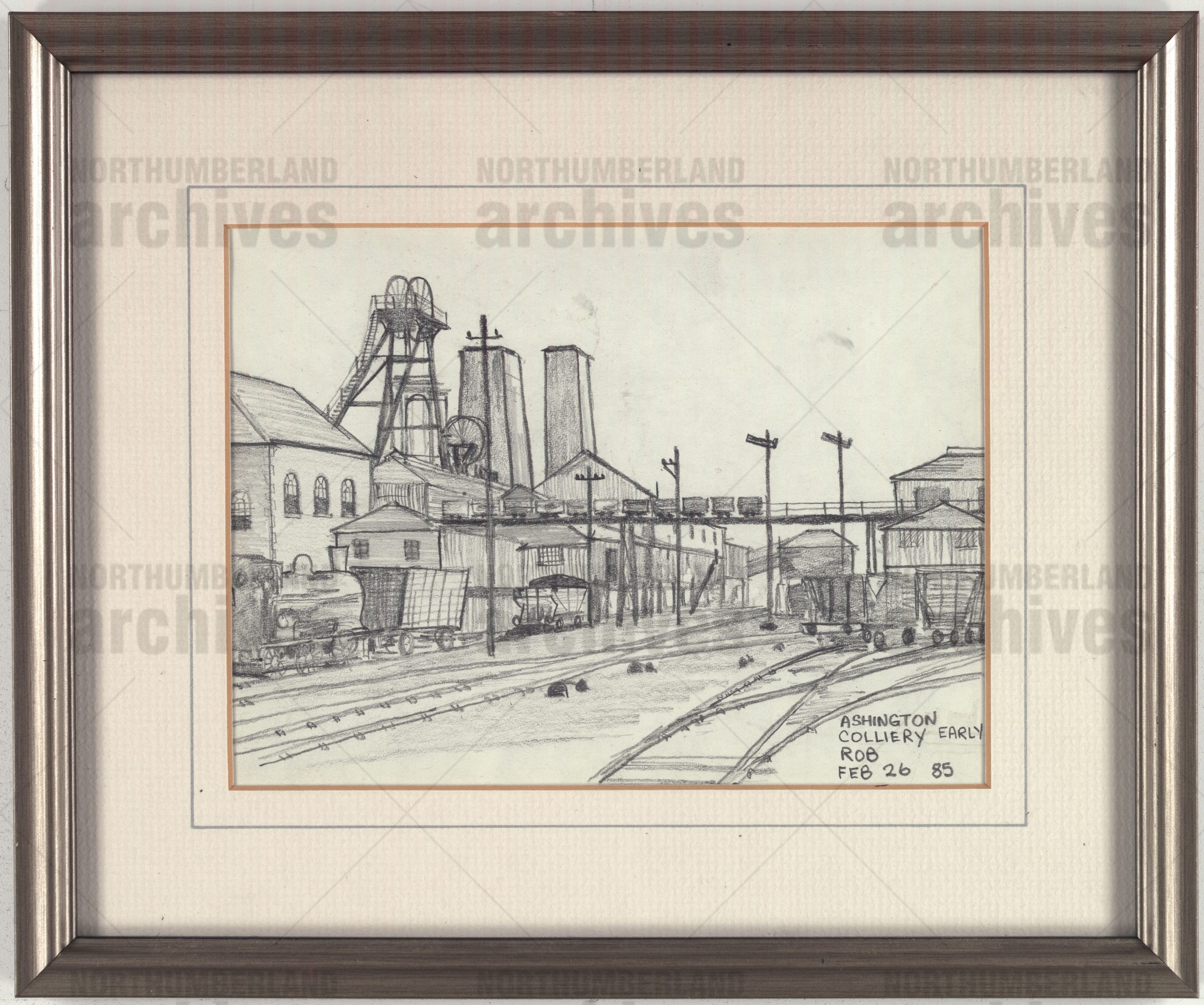 Pencil drawing of Ashington Colliery, Northumberland in 1900 by Robert ...